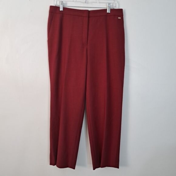 Escada Deep Red / Burgundy Wool Blend Straight‎ Leg Slacks 40 - Picture 13 of 13